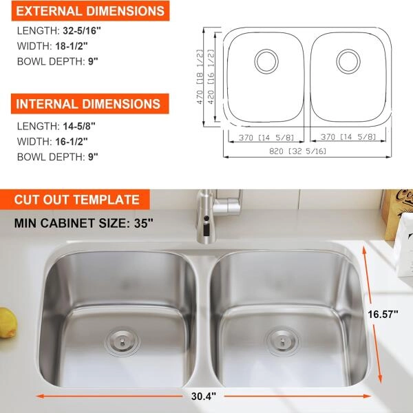 Double Bowl Under-mount Sink