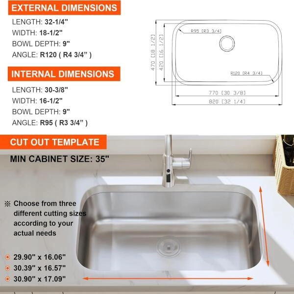 Kitchen Sinks Single Bowl Round