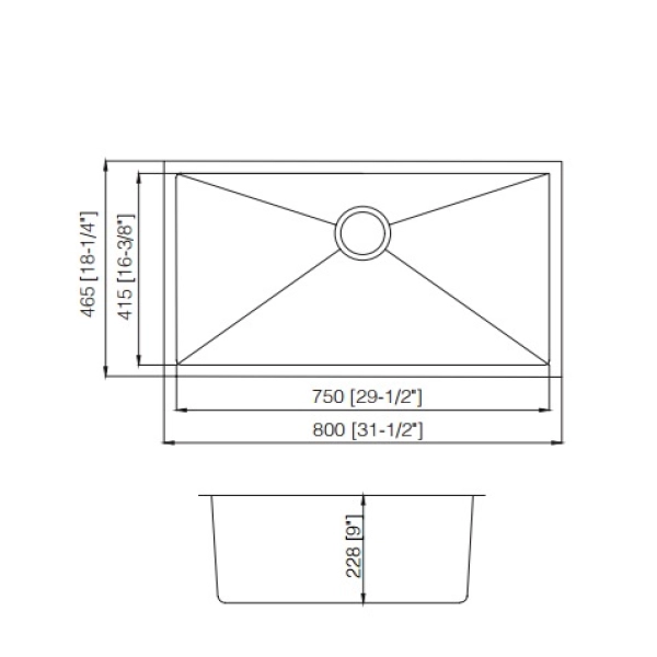 Square Single Bowl Sink